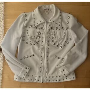 VTG Mary Dobbs White Silver Stuffed Jacket Union Made M